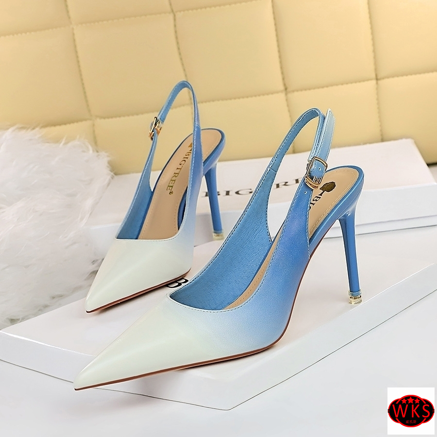 2022 Delicate Stiletto Sandalias With Pointed Toe Hollow And Gradient Women's High Heels