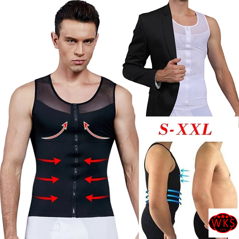 Tank Top Front Zipper Corset For Man Shapewear